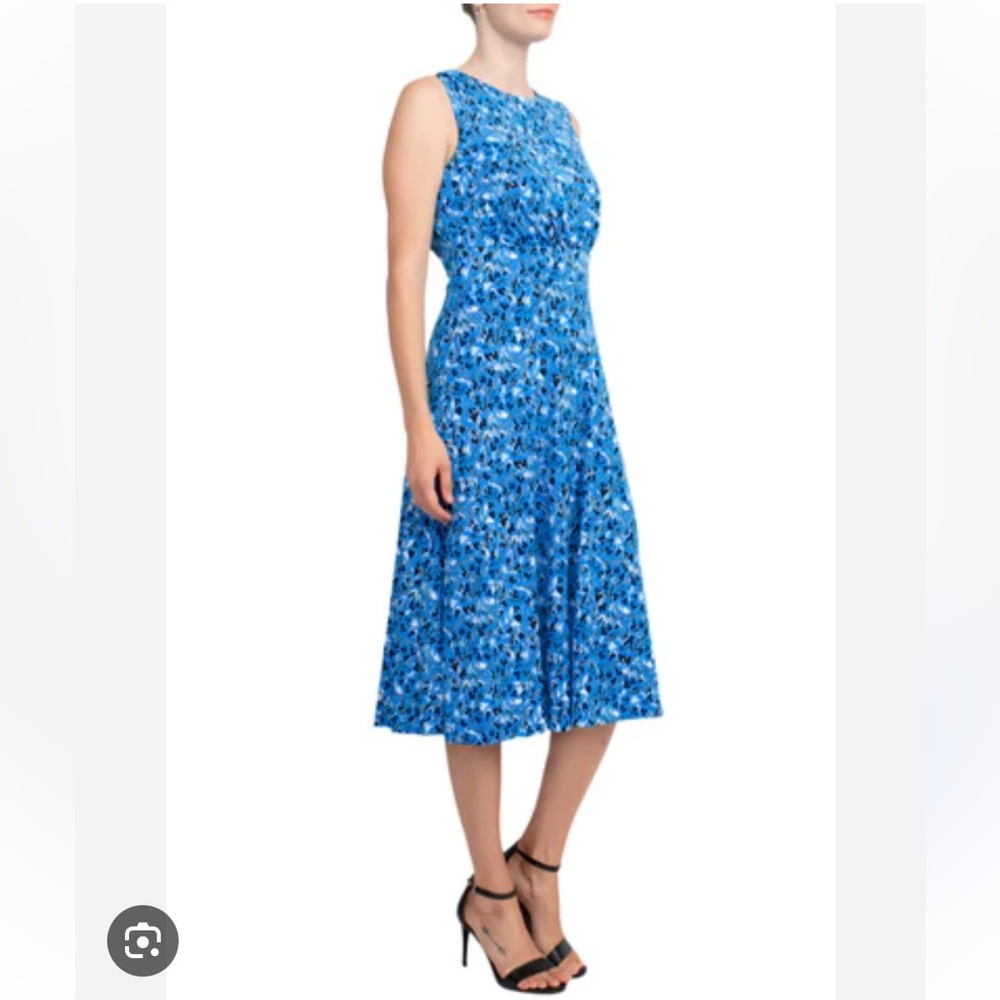 NWT London Style Collection sz 6 Blue Midi floral flower Dress sleeveless new